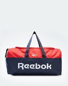 men colourblock duffel bag with adjustable strap