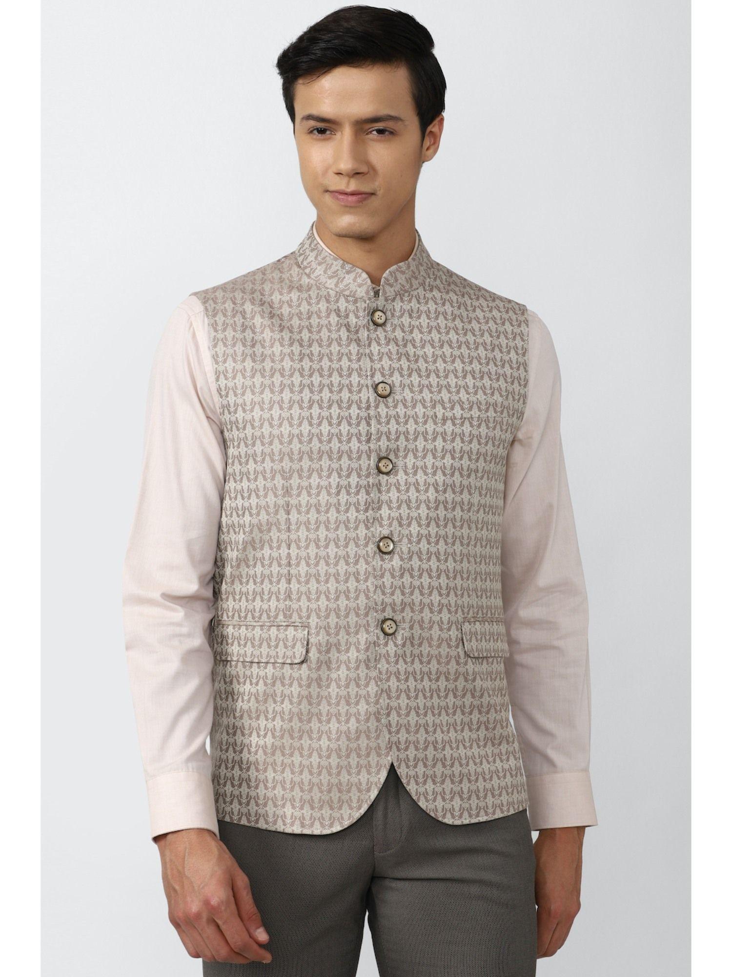 men-cream-print-nehru-jacket