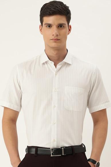 men cream regular fit formal half sleeves formal shirt