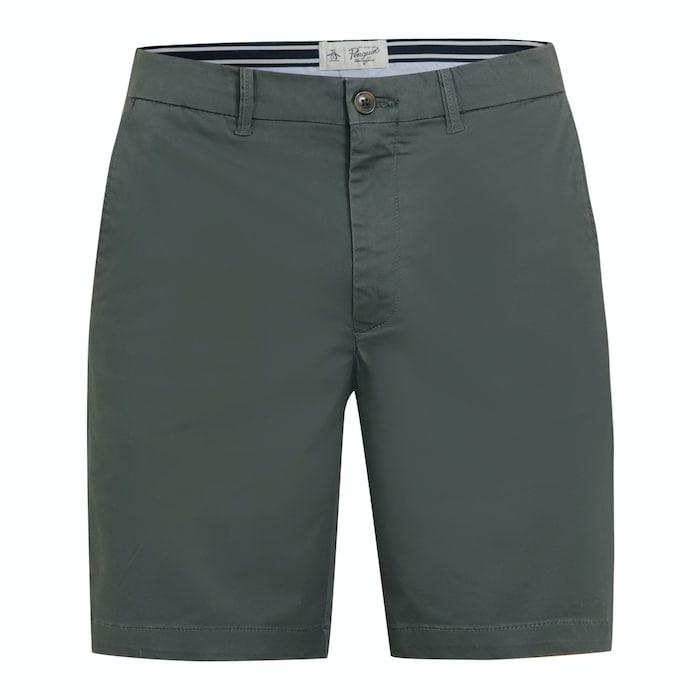 men dark green solid back logo chino shorts