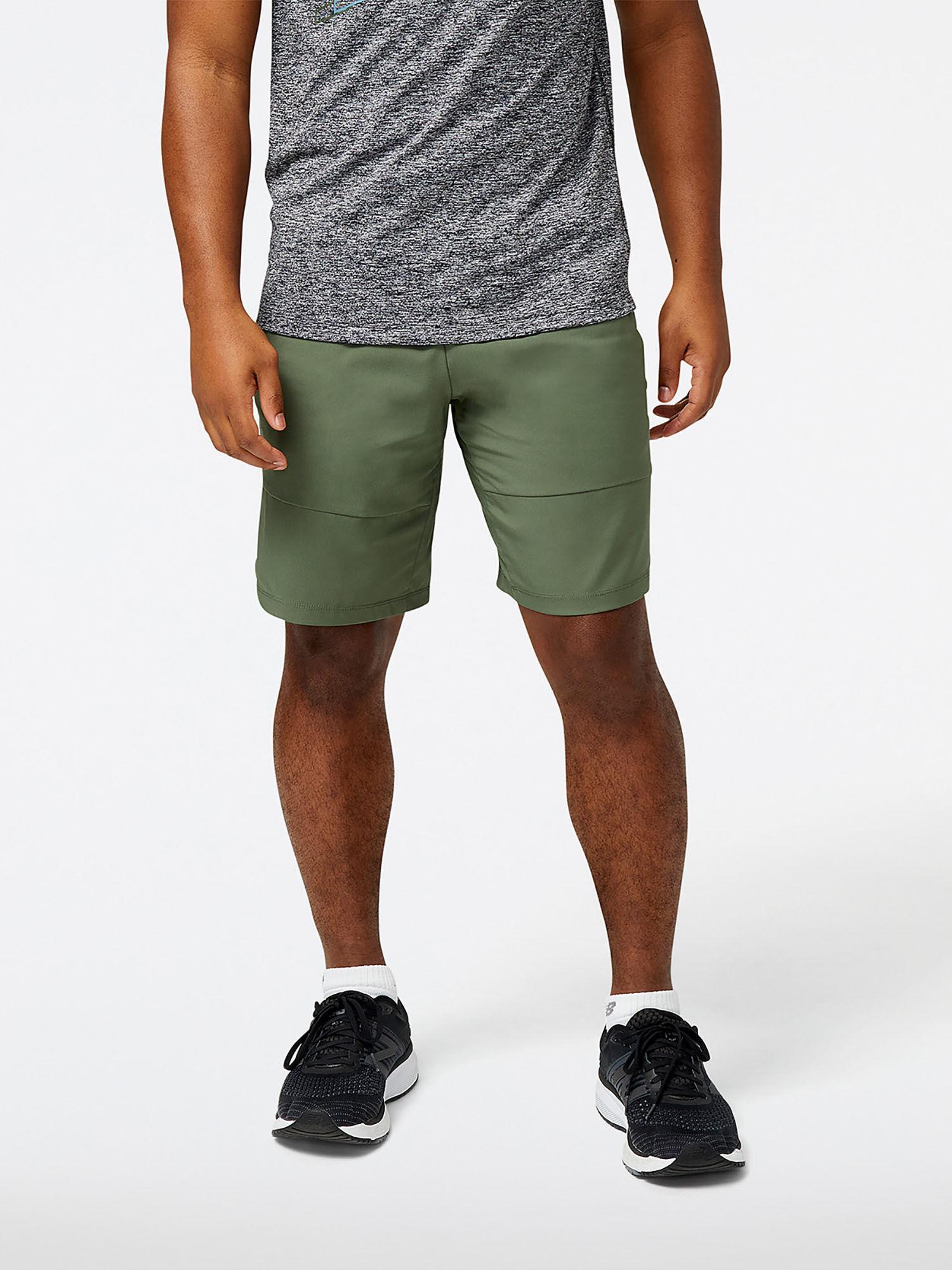 men deep olive green mid rise sports shorts