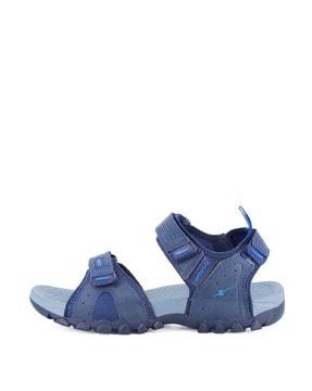 men double-strap flat sandals with velcro-fastening