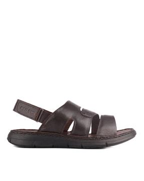 men double-strap genuine leather sandals