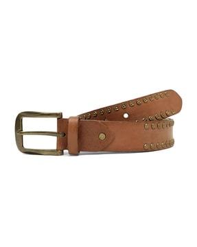 men embellished belt with buckle closure