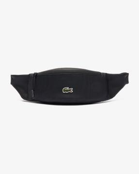 men embroidered waist bag with zip closure