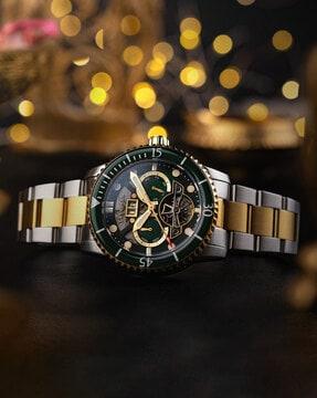 men es-8174-cc analogue wrist watch with deployant clasp