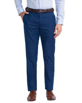 men flat front relaxed fit trousers