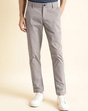 men flat front slim fit chinos with slant pockets