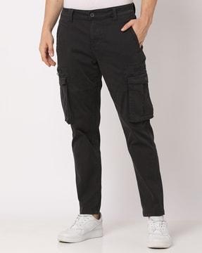 men flat-front slim fit cargo pants