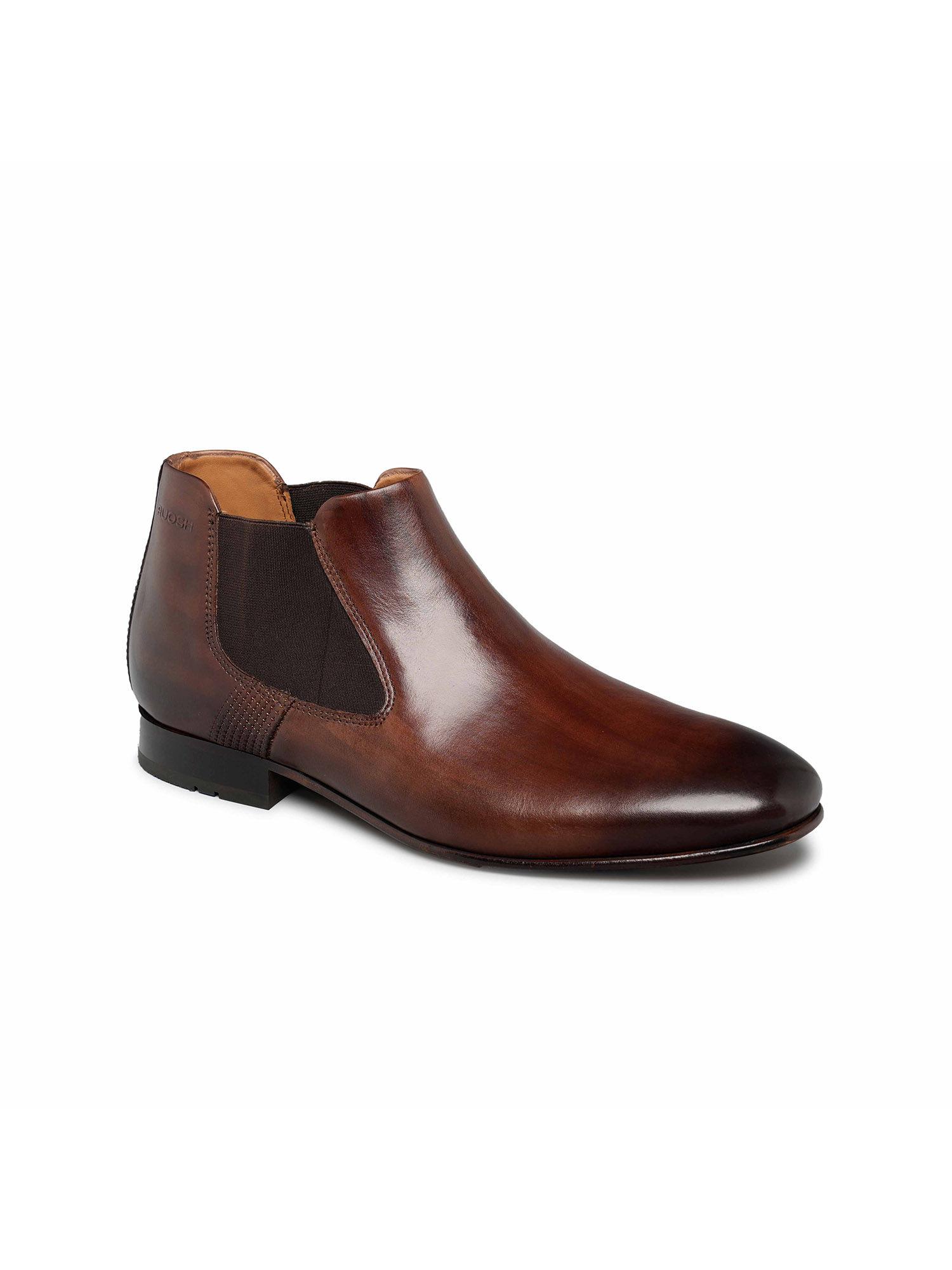 men formal slip on boot shoes brown