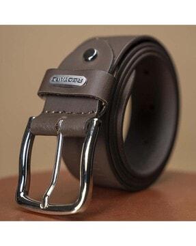 men genuine leather belt with pin-buckle closure