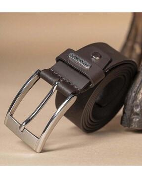 men genuine leather belt with pin-buckle closure