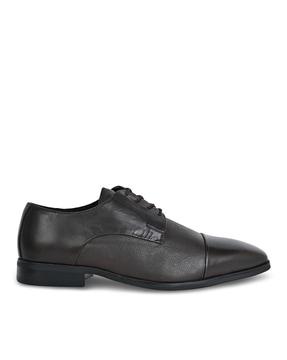 men genuine leather toe-cap derby shoes