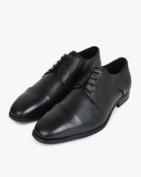 men genuine leather toe-cap derby shoes