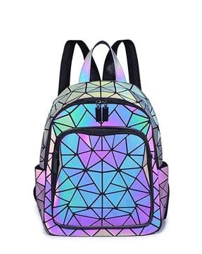 men geometric print backpack with adjustable strap