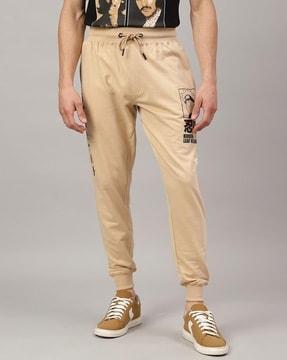 men graphic print joggers with insert pockets