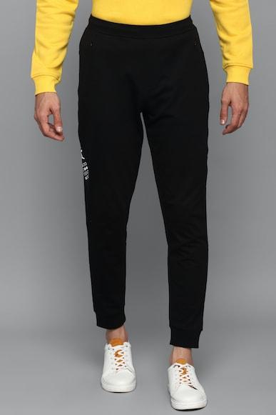 men graphic print regular fit black jogger pants