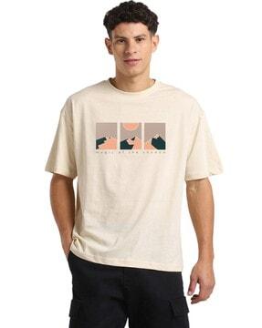 men graphic print regular fit crew-neck t-shirt
