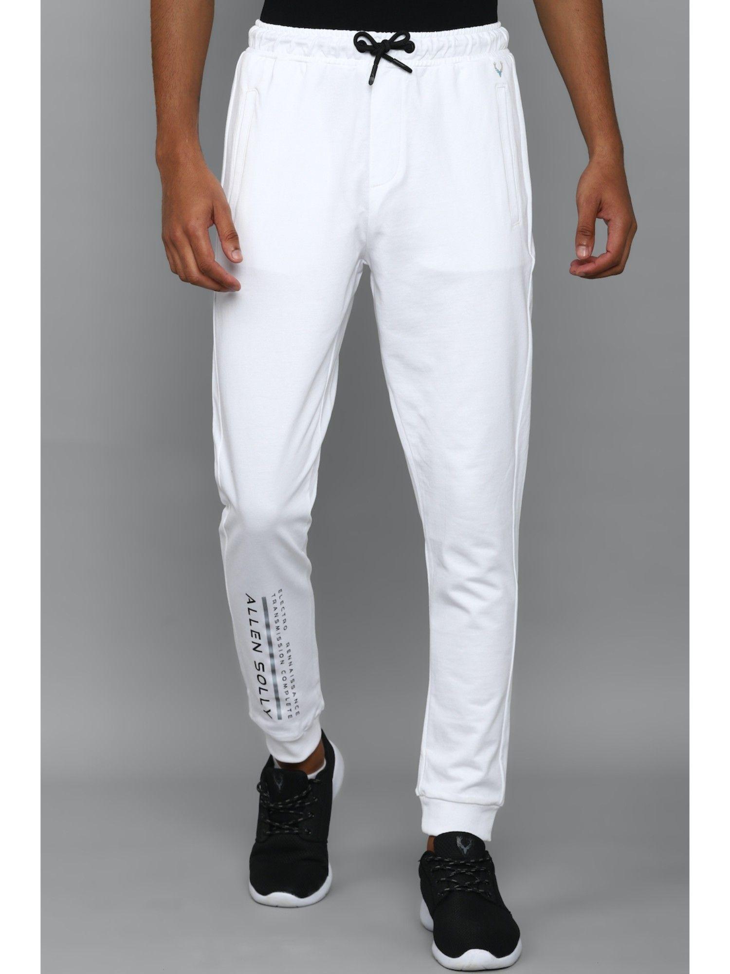 men graphic print regular fit white jogger pants