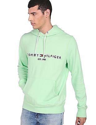 men green logo embroidered hooded sweatshirt