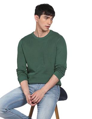 men green pure cotton solid sweater