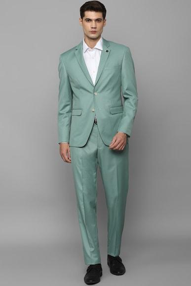 men green slim fit solid formal two piece suit