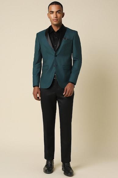 men green slim fit solid party two piece suit