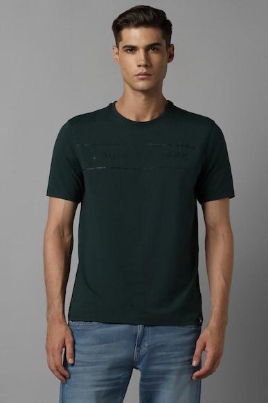 men green solid crew neck t-shirt