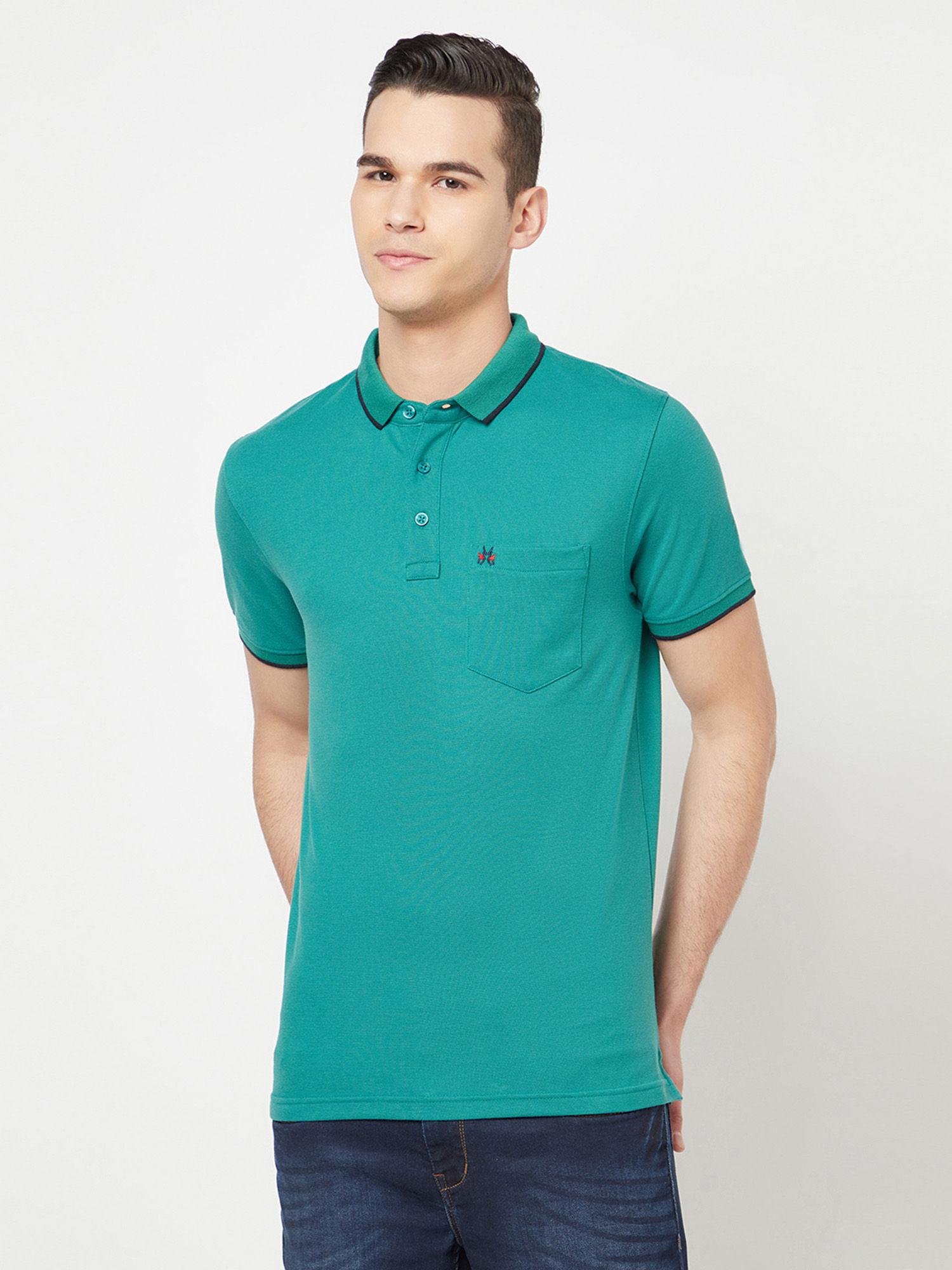 men green solid polo t-shirt
