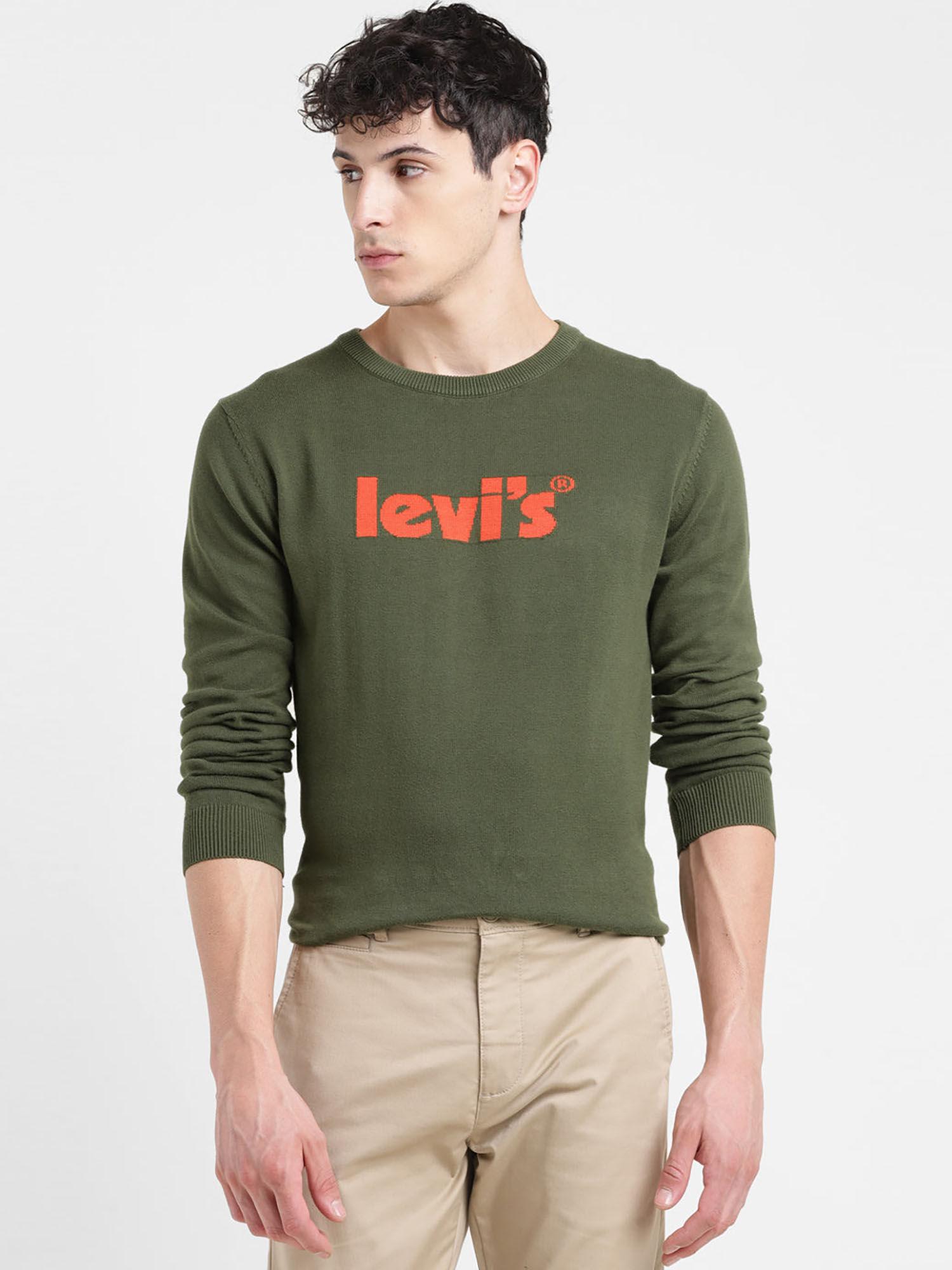 men green solid regular fit sweater
