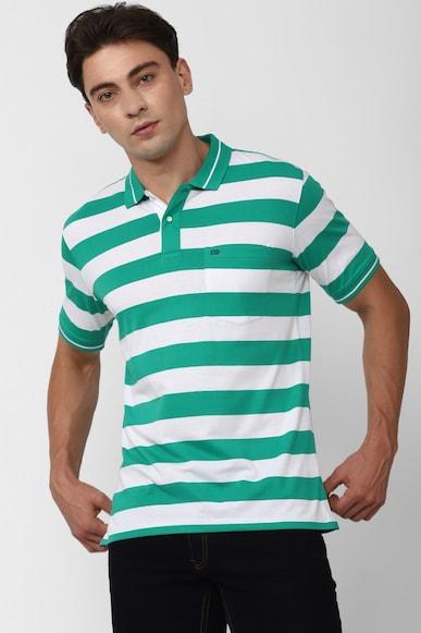 men green stripe polo neck polo t-shirts