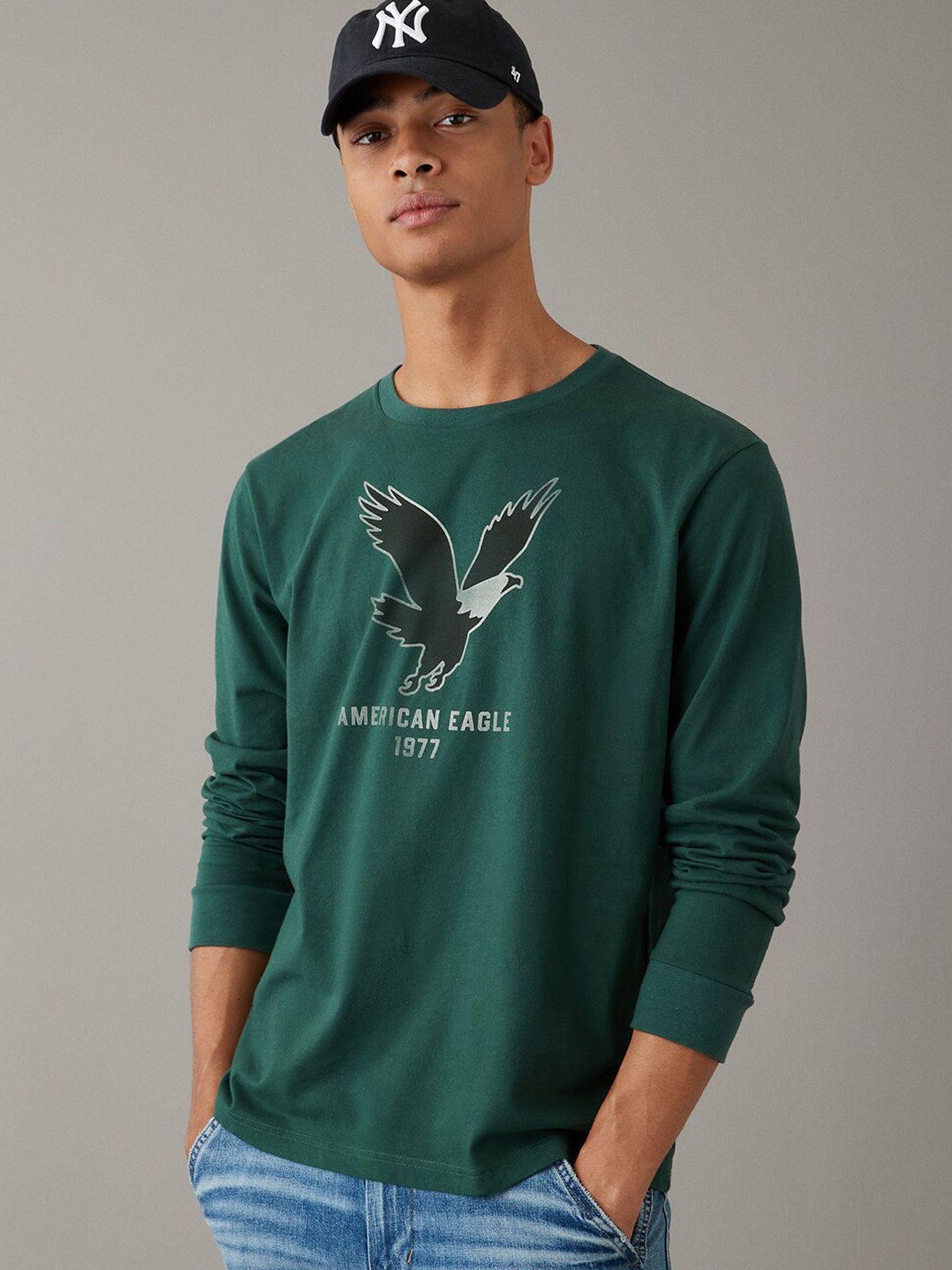 men green super soft long-sleeve logo graphic t-shirt