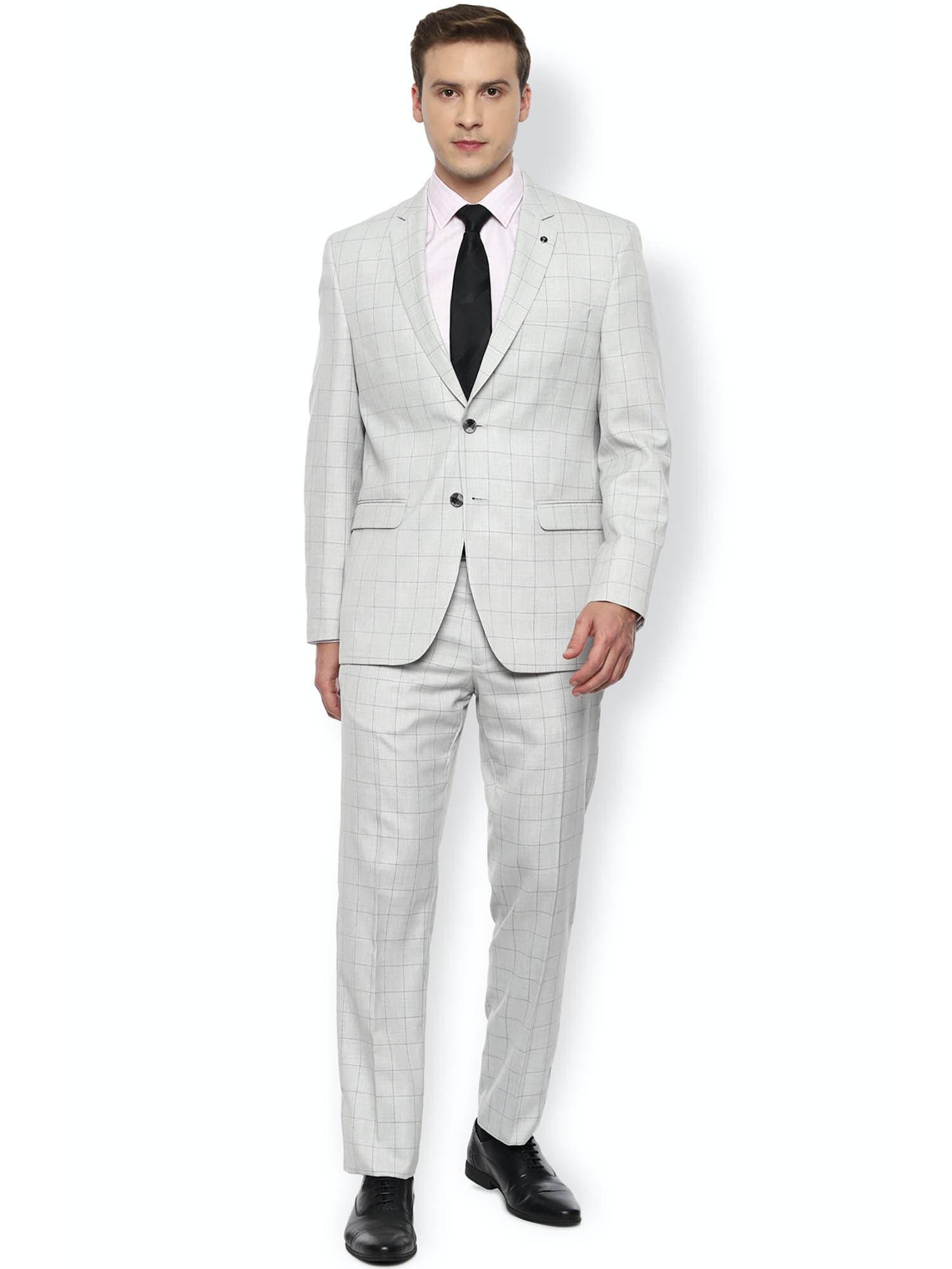 men grey check slim fit formal two piece suit