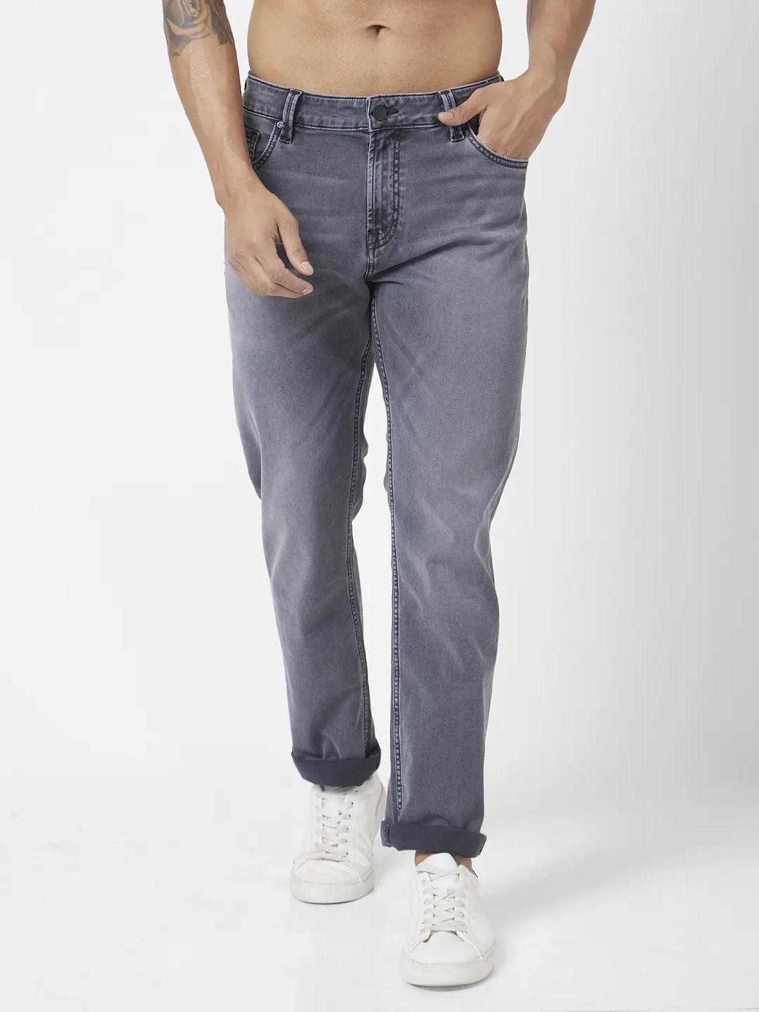 men grey cotton stretch comfort fit jeans ricardo