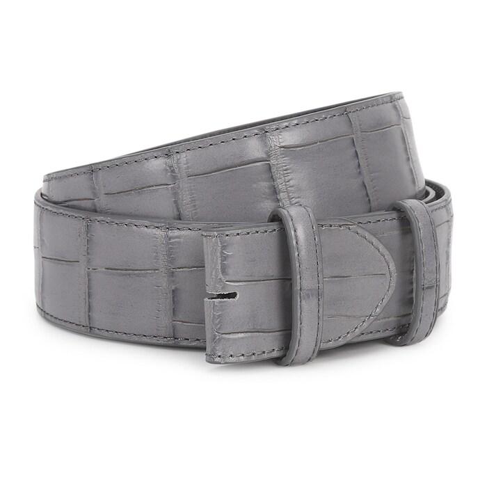 men grey croc-skin print belt strap