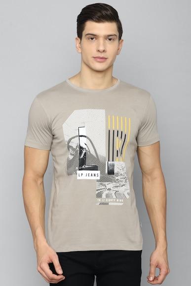 men grey graphic print crew neck t-shirt