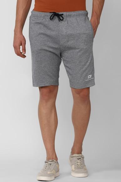 men grey graphic print regular fit casual shorts