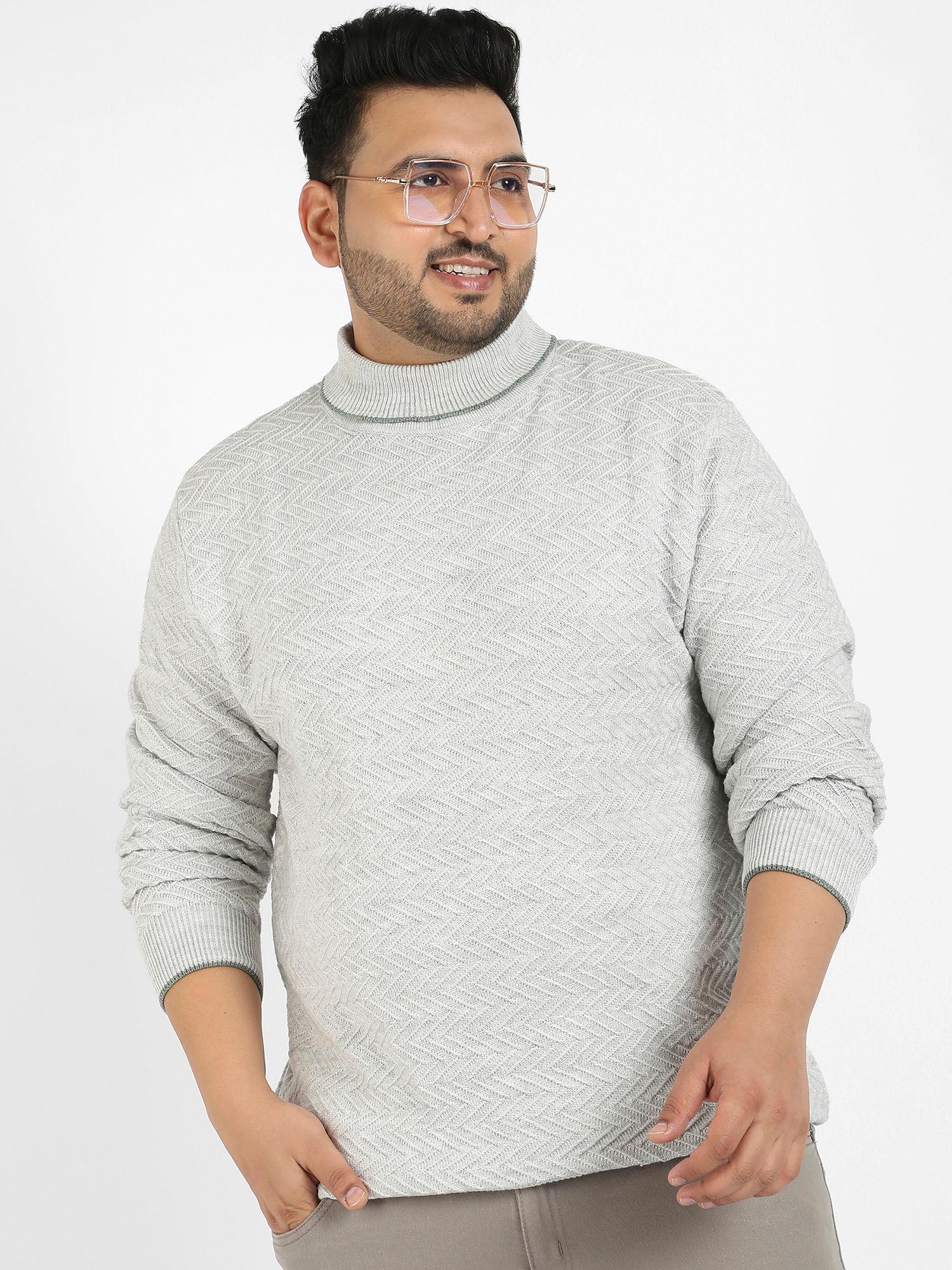 men grey herringbone knitted pullover sweater