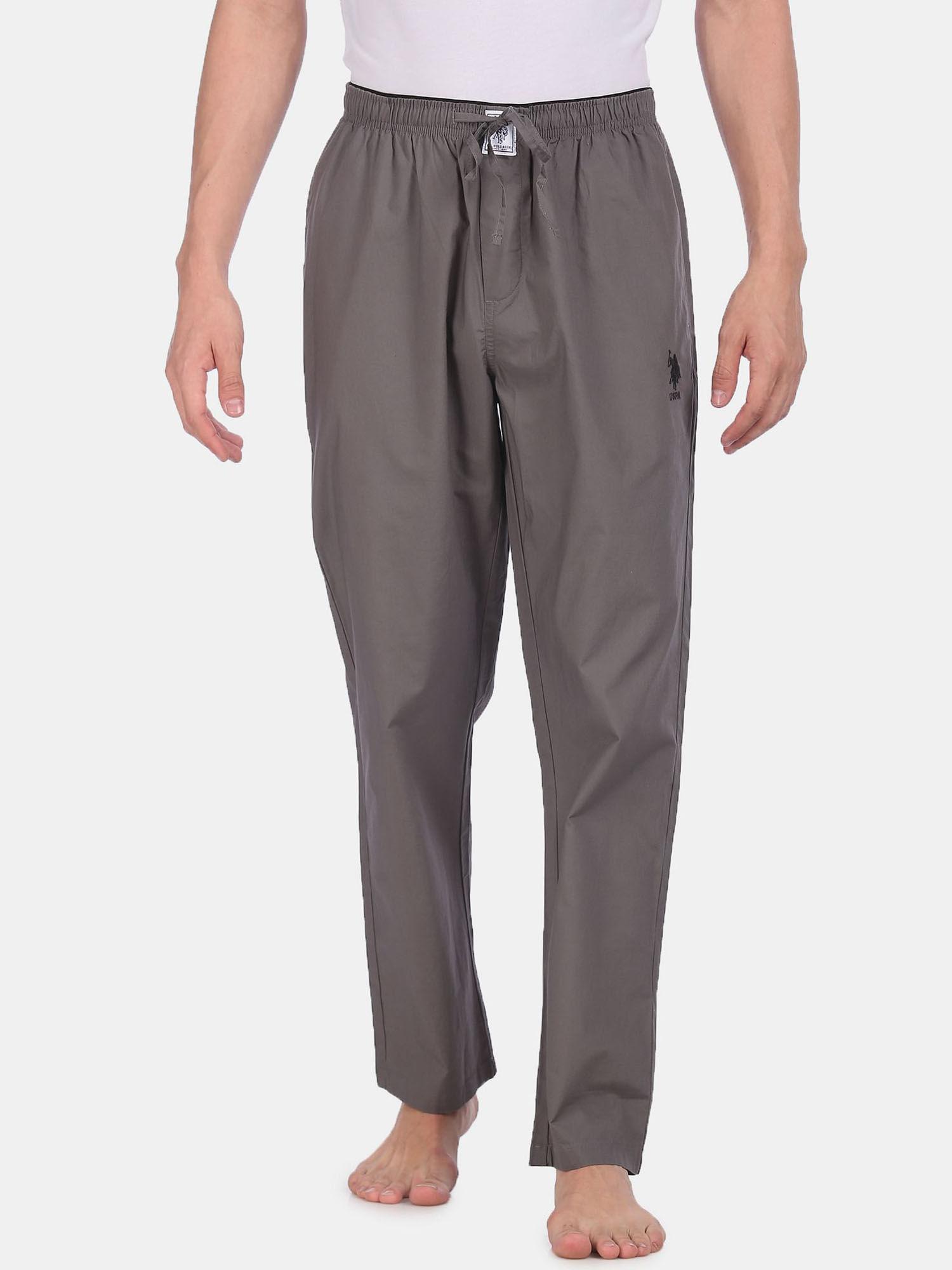 men grey i690 comfort fit solid cotton lounge pants grey