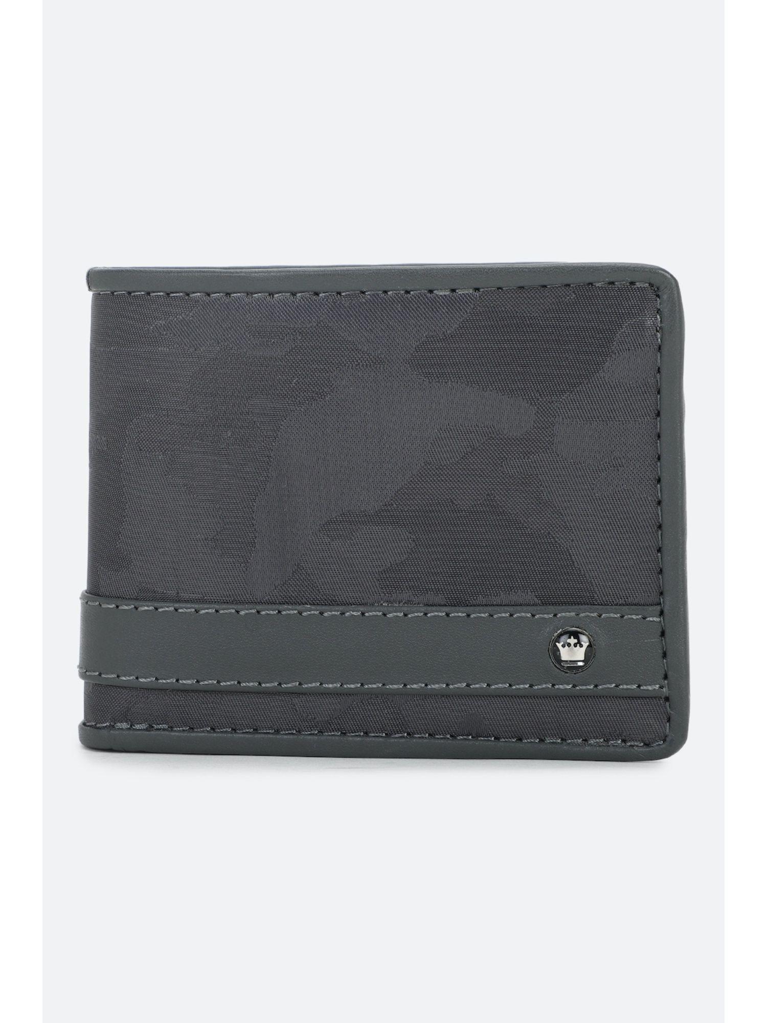 men grey print genuine leather wallet