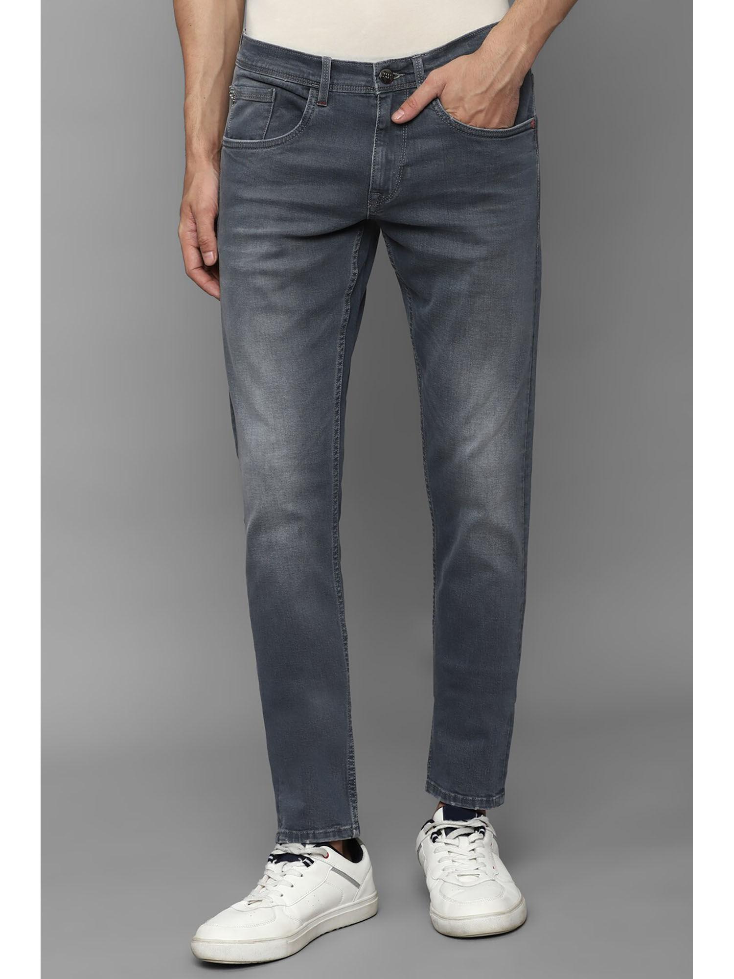 men grey slim fit mid wash jeans