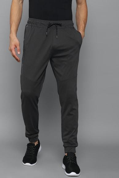 men grey solid casual jogger pants