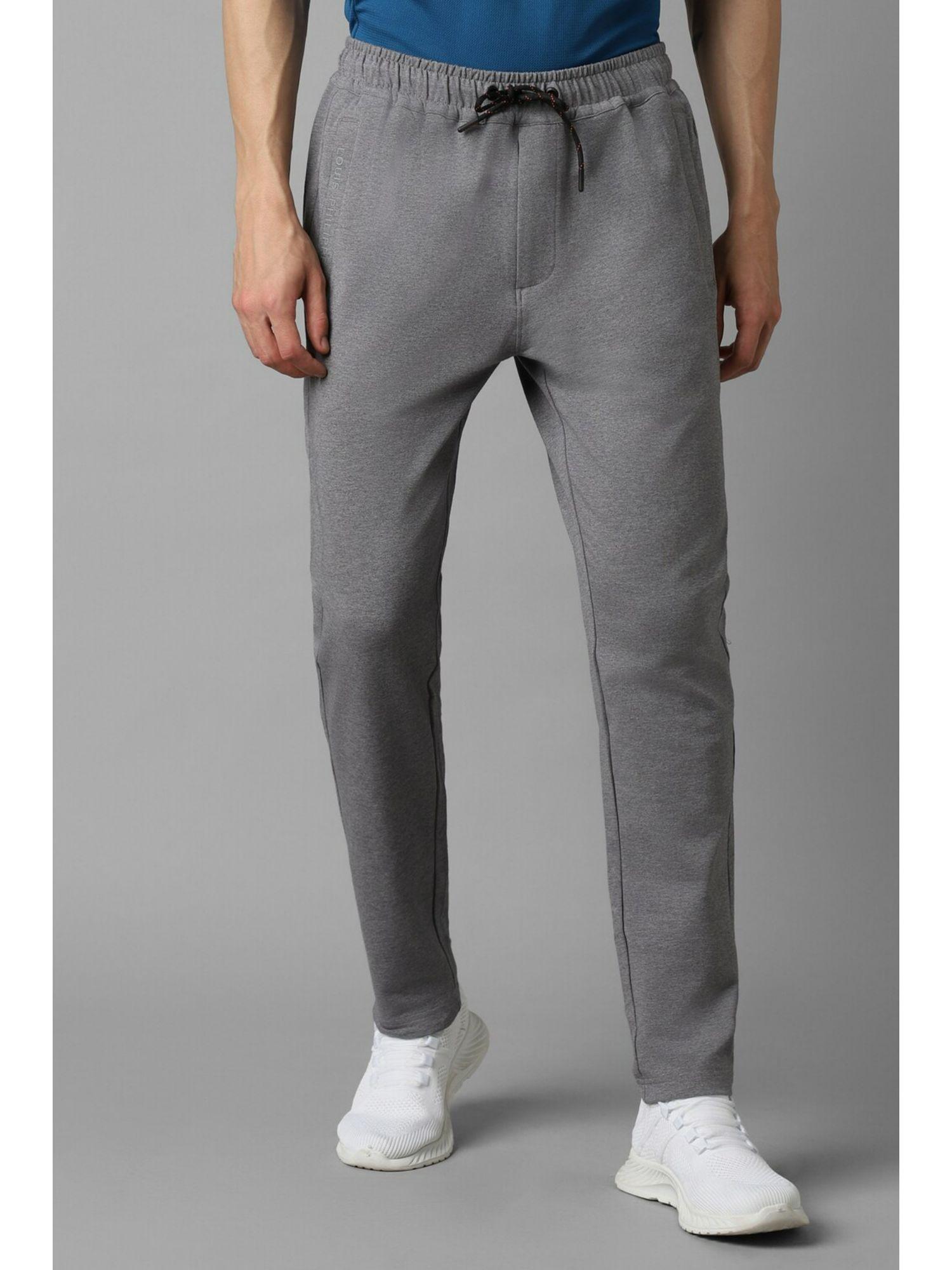 men grey solid casual track pants