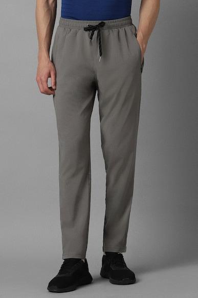 men grey solid formal track pants