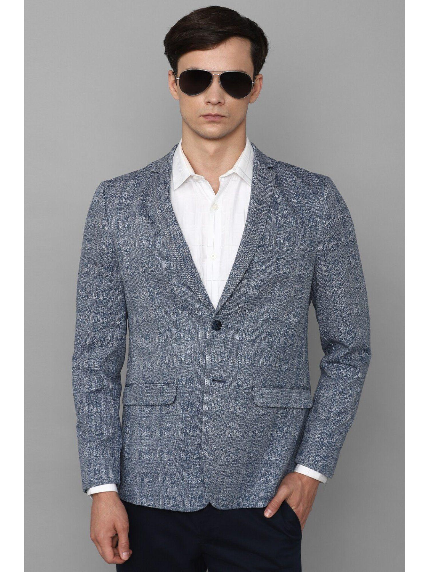 men grey super slim fit check casual blazer