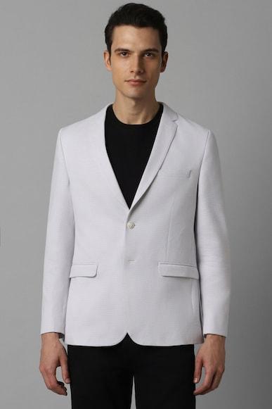 men grey super slim fit textured casual blazer