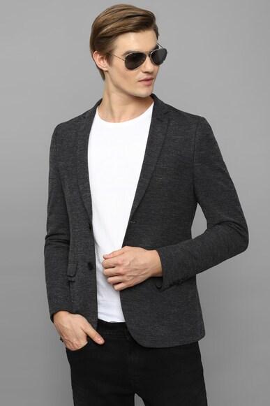 men grey super slim fit textured formal blazer