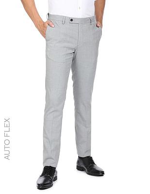 men grey tailored autoflex formal trousers
