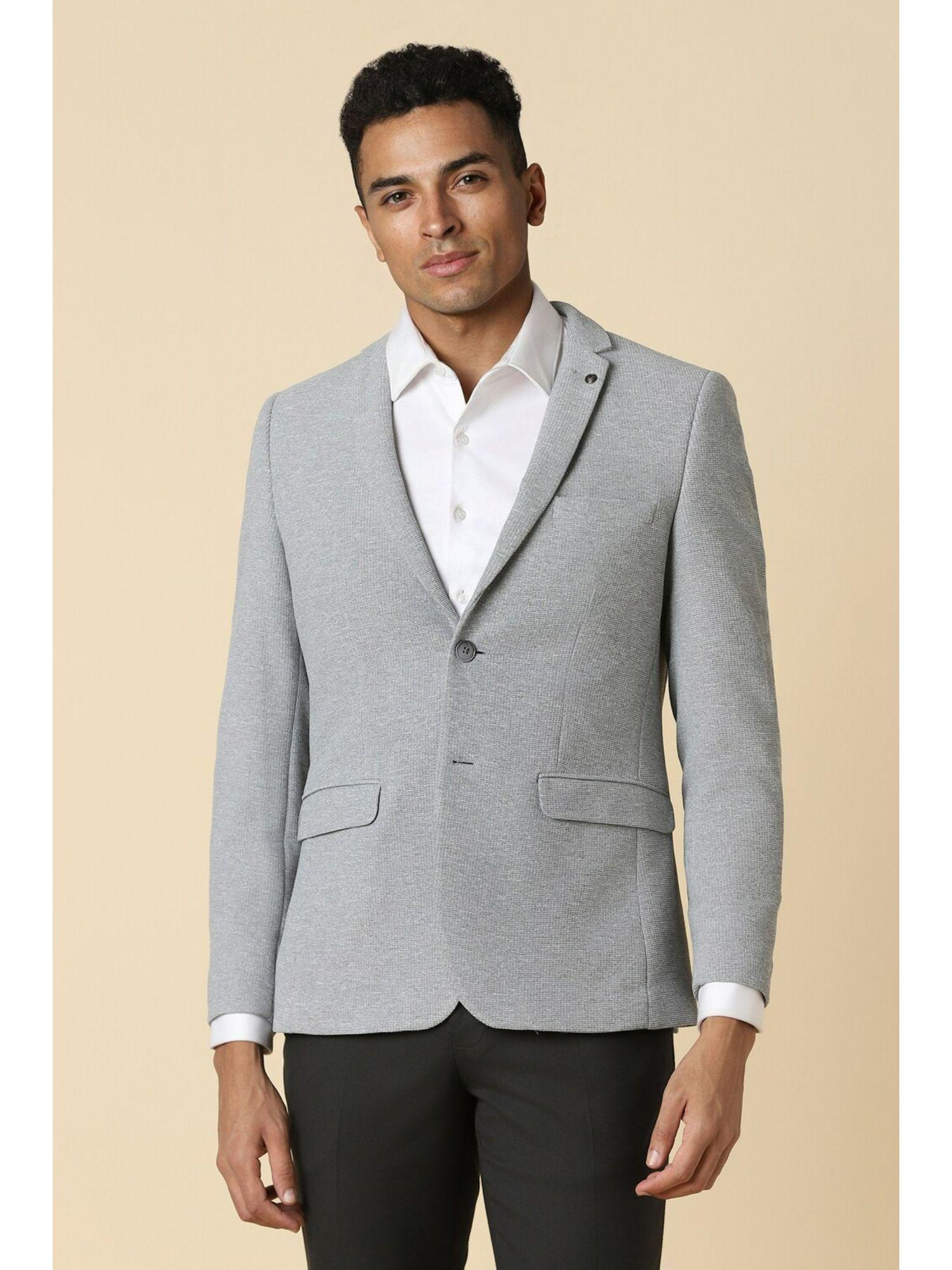 men grey ultra slim fit textured formal blazer