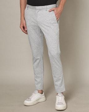men heathered flat-front tapered fit chinos